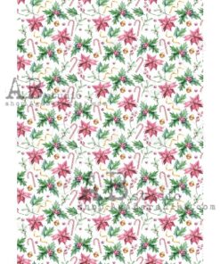 Hârtie de orez - Poinsettia and Ilex - A4
