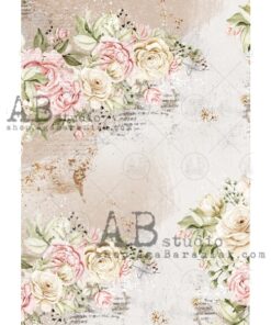 Hârtie de orez - Roses Flowers - A4