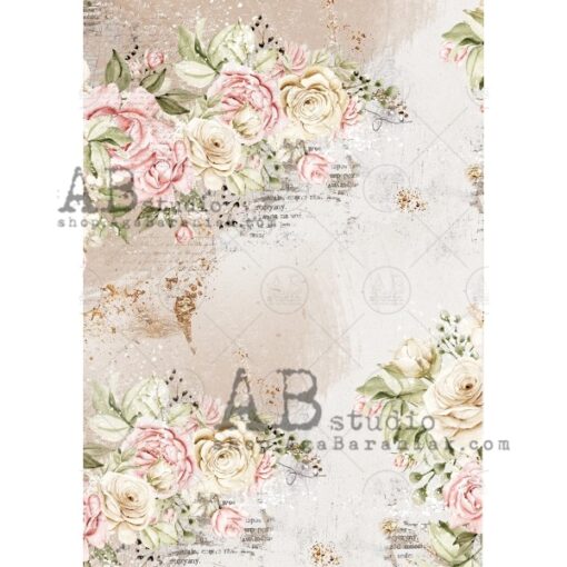 Hârtie de orez - Roses Flowers - A4 1