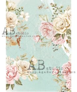 Hârtie de orez - Roses flower - A4