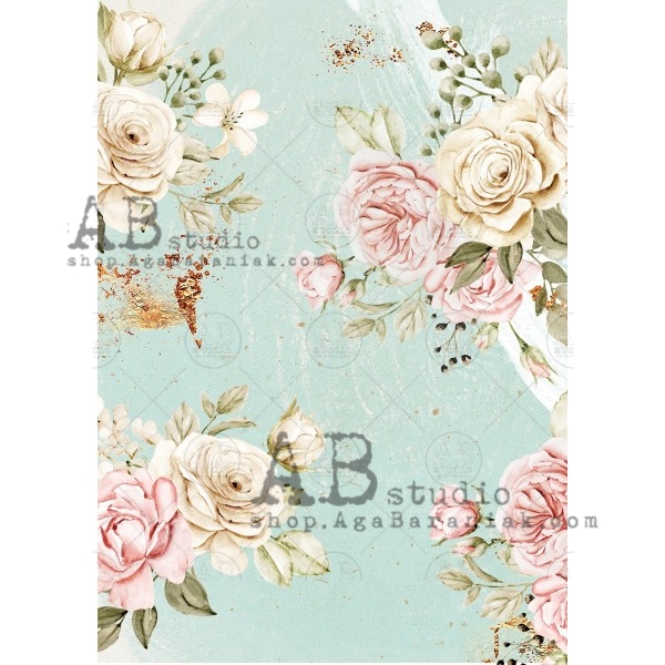 Hârtie de orez - Roses flower - A4 1 Hârtie de orez - Roses flower - A4