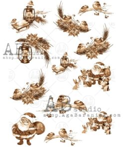 Hârtie de orez - Santa's Friends - A4