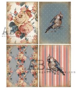 Hârtie de orez - Bird and Flowers - A4