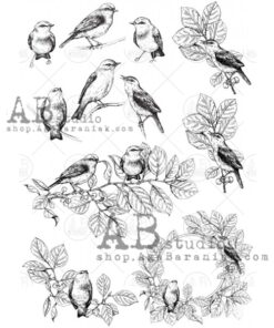 Hârtie de orez - Bird sitting sketches - A4