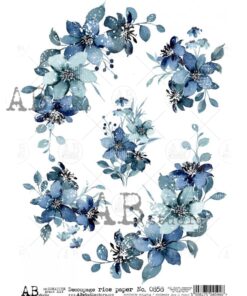 Hârtie de orez - Blue Flowers - A4