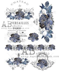 Hârtie de orez - Blue Versailles - A4