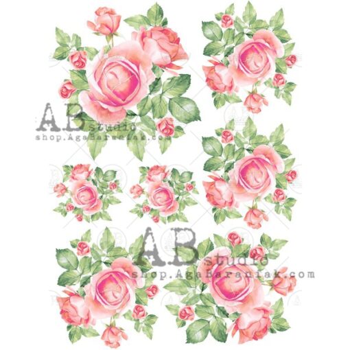 Hârtie de orez - Bunch of Roses - A4 1