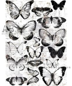 Hârtie de orez - Butterfly black&white - A4