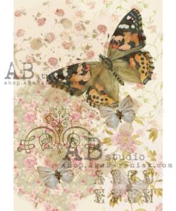 Hârtie de orez - Butterfly vintage - A4 
