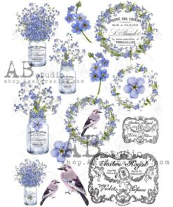 Hârtie de orez - Forget me not - A4