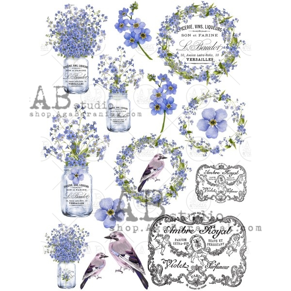 Hârtie de orez - Forget me not - A4 1 Hârtie de orez - Forget me not - A4