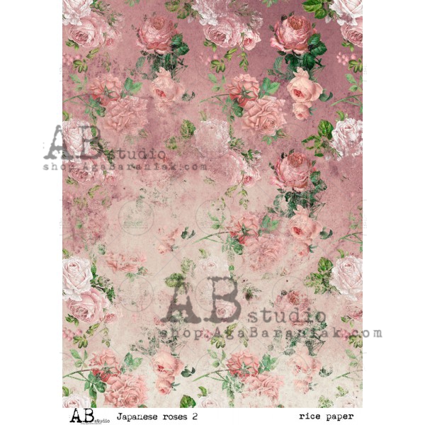 Hârtie de orez - Japanese Roses 2 - A4 1 Hârtie de orez - Japanese Roses 2 - A4