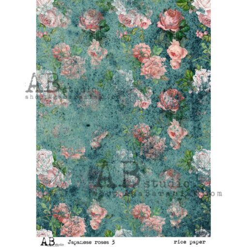 Hârtie de orez - Japanese Roses 3 - A4 1