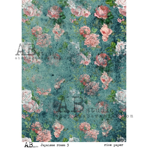Hârtie de orez - Japanese Roses 3 - A4 1 Hârtie de orez - Japanese Roses 3 - A4