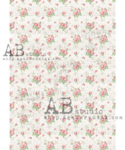Hârtie de orez - Little Flowers roses - A4