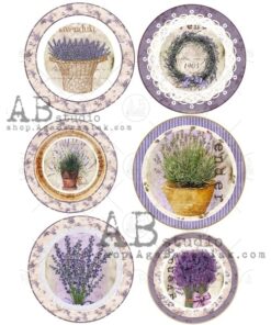 Hârtie de orez - Medallions with Lavender - A4