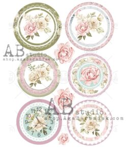 Hârtie de orez - Medallions with roses - A4