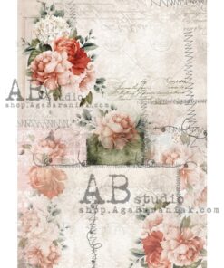 Hârtie de orez - Peonies 1- A4