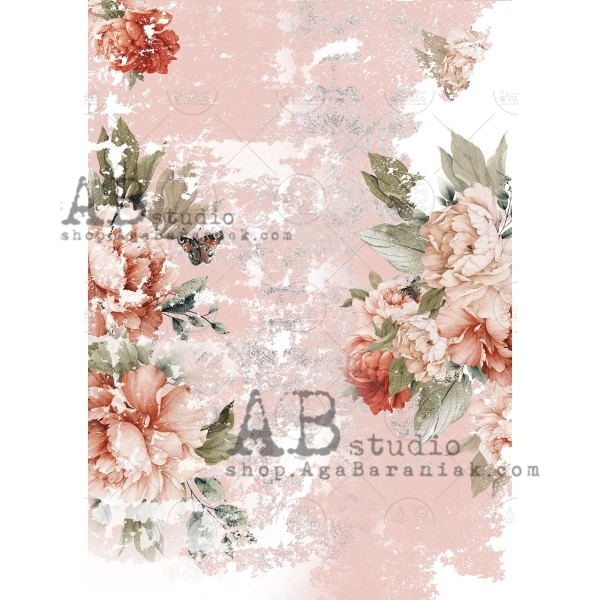 Hârtie de orez - Peonies - A4 1 Hârtie de orez - Peonies - A4