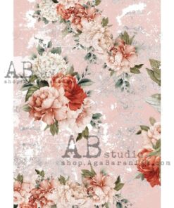 Hârtie de orez - Peonies Pink - A4