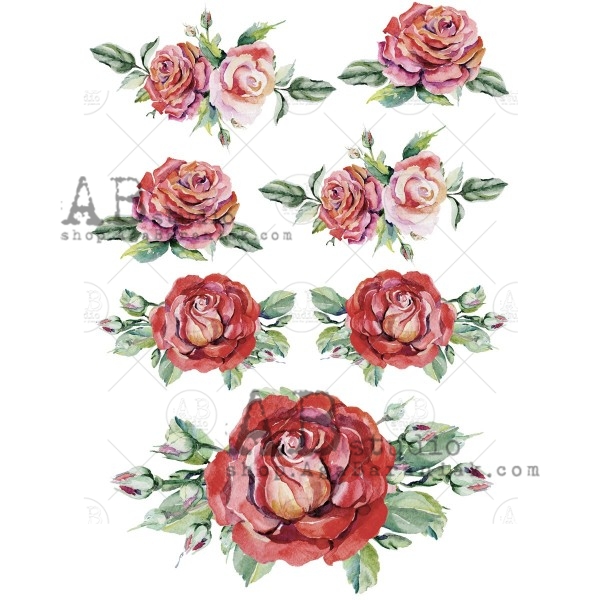 Hârtie de orez - Red Roses - A4 1 Hârtie de orez - Red Roses - A4