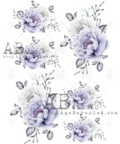 Hârtie de orez - Shabby Blue Flower - A4