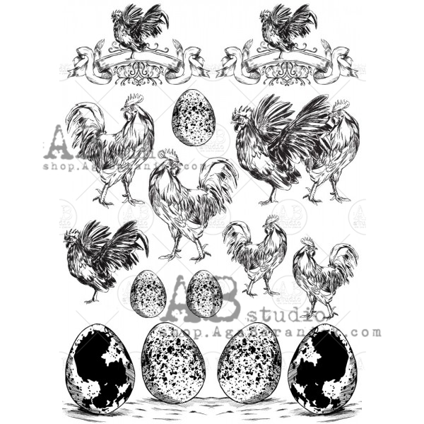 Hârtie de orez - The Roosters - A4 1 Hârtie de orez - The Roosters - A4