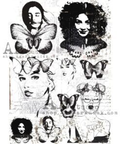 Hârtie de orez - Women with Butterflies - A4