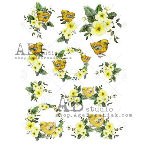 Hârtie de orez - Yellow Flowers - A4 1