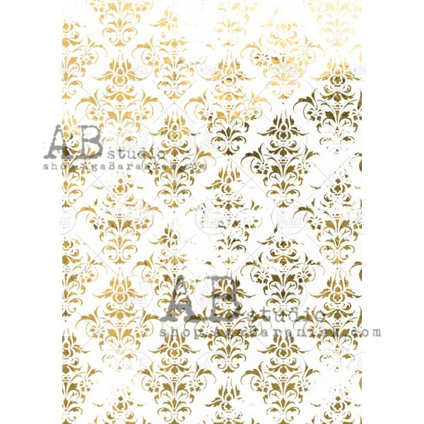 Hârtie de orez aurită - Gold Damask 2 - A4 1 Hârtie de orez aurită - Gold Damask 2 - A4