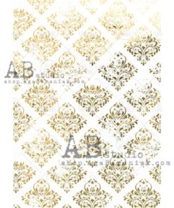 Hârtie de orez aurită - Gold Damask - A4