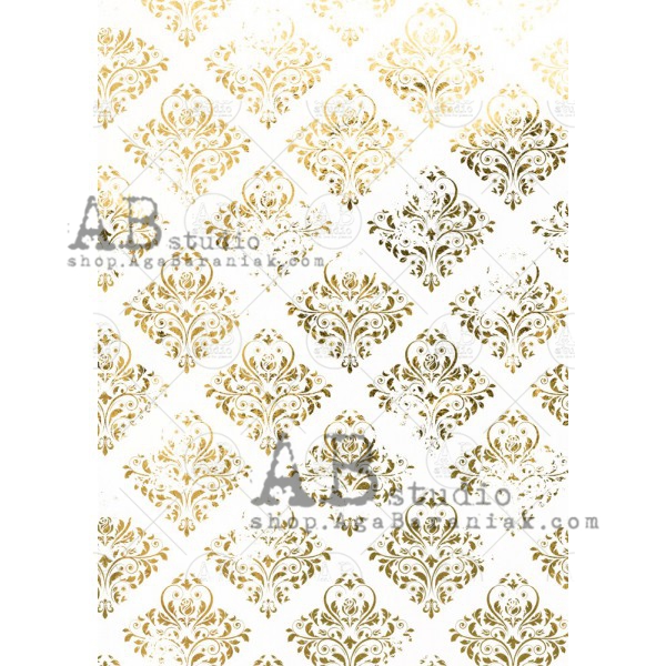 Hârtie de orez aurită - Gold Damask - A4 1 Hârtie de orez aurită - Gold Damask - A4