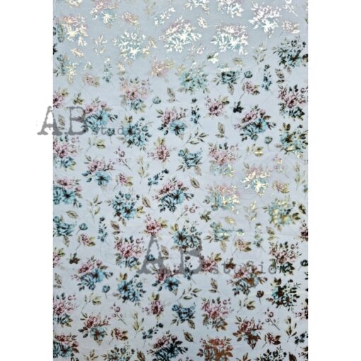 Hârtie de orez aurită – Flowers Wallpaper – A4 1