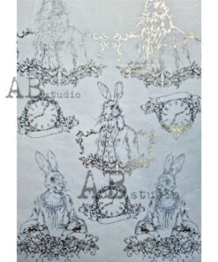 Hârtie de orez aurită – Mr and Mrs Rabitt – A4