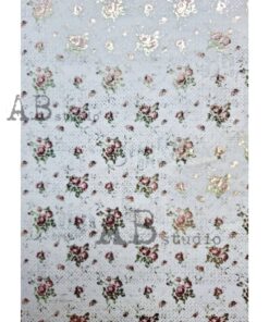 Hârtie de orez aurită – Roses Bunches – A4