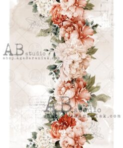 Hârtie de orez - Wreath of Peonies - A4