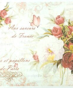 Hârtie de orez - Fleurs et Papillons - 32x45 cm