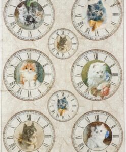 Hârtie de orez - Medallions with Cats - A4