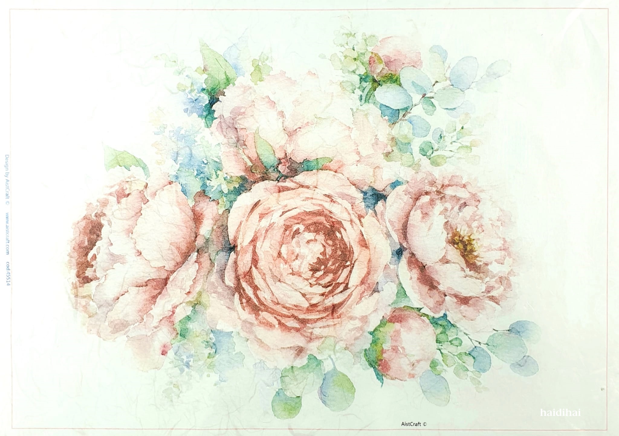 Hârtie de orez - Peonies - 32x45 cm 1 Hârtie de orez - Peonies - 32x45 cm