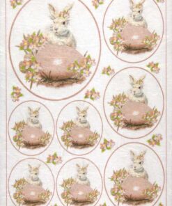 Hârtie de orez - Rabbit and Pink Egg - A4
