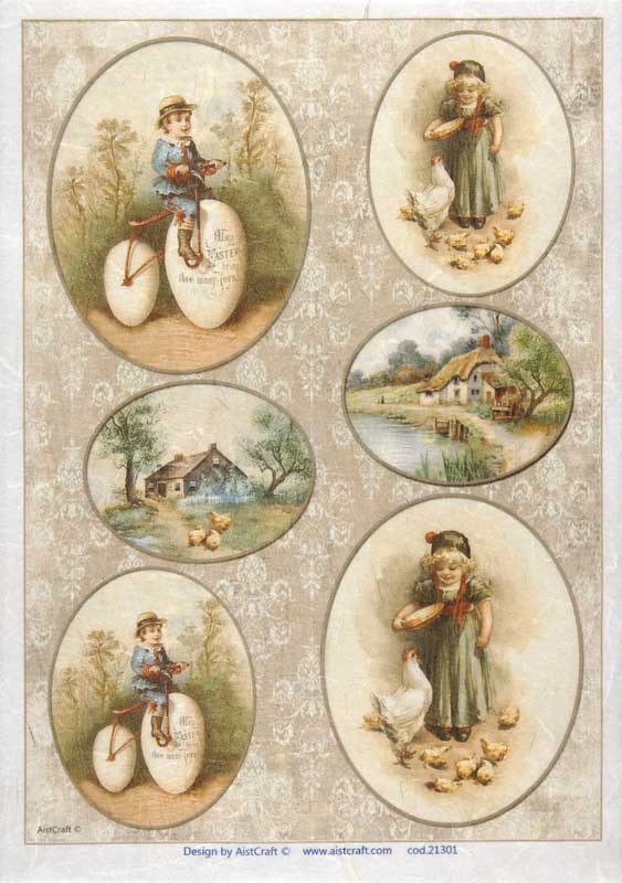 Hârtie de orez - Rustic Easter - A4 1 Hârtie de orez - Rustic Easter - A4