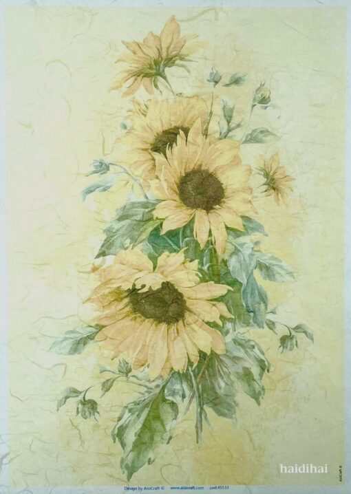 Hârtie de orez - Sunflowers - 32x45 cm 1
