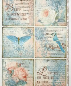 Hârtie de orez - Vintage Blue - A4