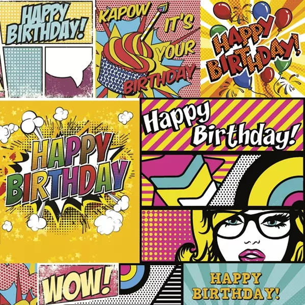 Șervețel - Cartoon Style Birthday - 33x33 cm 1 Șervețel - Cartoon Style Birthday - 33x33 cm