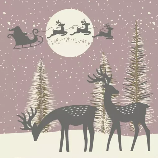Șervețel - Reindeers and Santa Cut-Outs - 33x33 cm 1