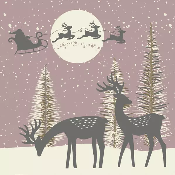 Șervețel - Reindeers and Santa Cut-Outs - 33x33 cm 1 Șervețel - Reindeers and Santa Cut-Outs - 33x33 cm