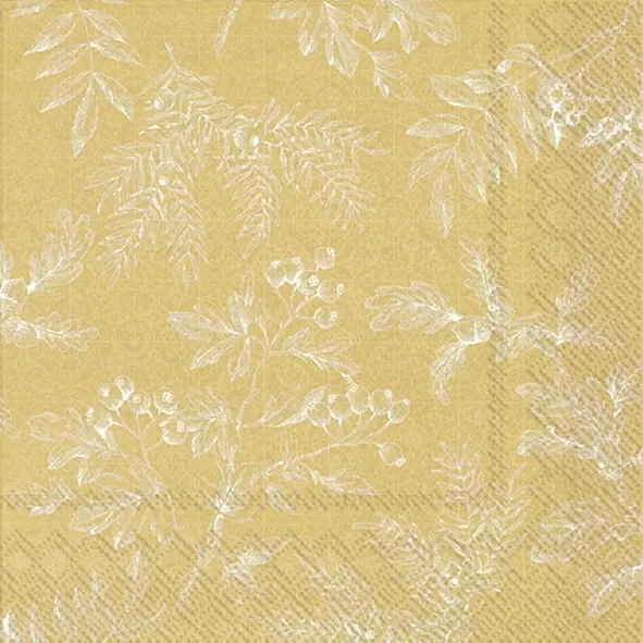 Șervețel - Silents Plants gold - 33x33 cm 1 Șervețel - Silents Plants gold - 33x33 cm