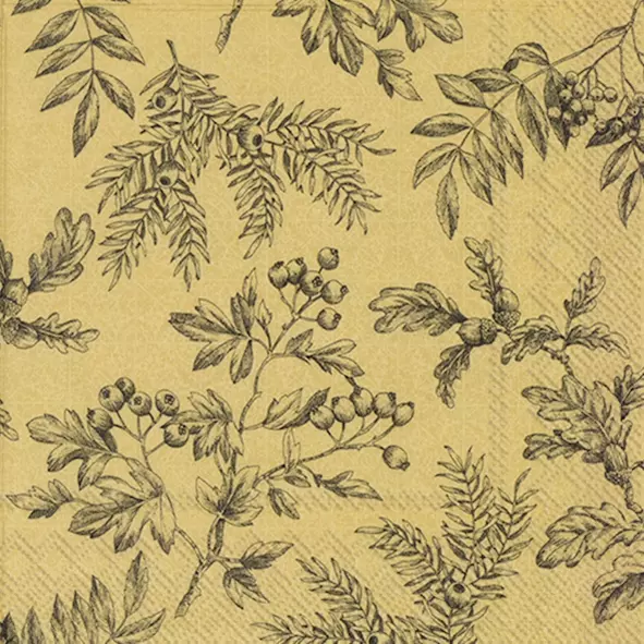 Șervețel - Silents Plants gold black - 33x33 cm 1 Șervețel - Silents Plants gold black - 33x33 cm