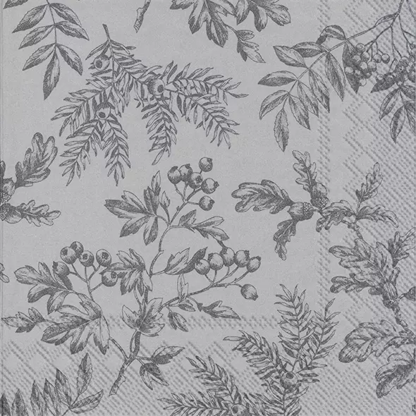 Șervețel - Silents Plants silver - 25x25 cm 1 Șervețel - Silents Plants silver - 25x25 cm