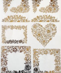 Hârtie de orez aurită – Gold Frames – A4